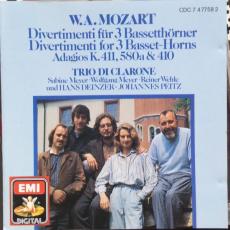 W.A. Mozart Divertimenti für 3 Bassethörner Adagios K.411,580a & 410
